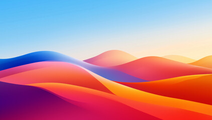 Poster - Abstract vector background with a colorful gradient of orange, blue, and red colors, in a minimalistic style with simple shapes.