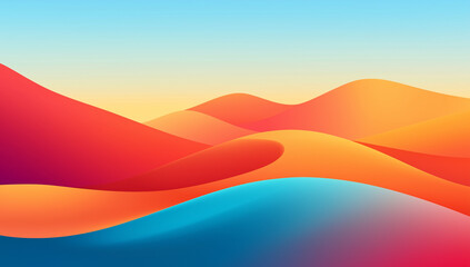 Poster - Abstract vector background with a colorful gradient of orange, blue, and red colors, in a minimalistic style with simple shapes.