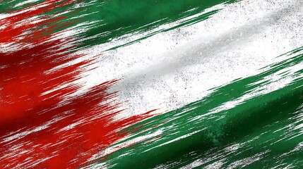 Grunge style Italian flag with red, white and green colors waving in the wind.