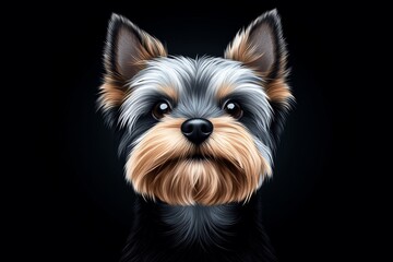 Poster - Minimalist illustration of a Yorkshire Terrierâ€™s face, focusing on its eyes, nose, and ears, with minimal details capturing its adorable features