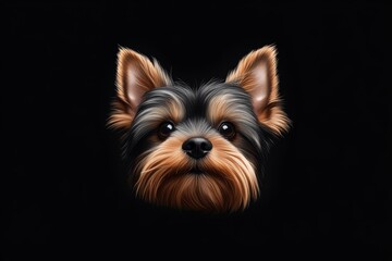Poster - Minimalist illustration of a Yorkshire Terrierâ€™s face, focusing on its eyes, nose, and ears, with minimal details capturing its adorable features