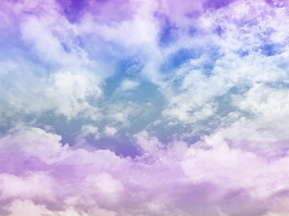 Wall Mural - beauty sweet pastel blue and violet colorful with fluffy clouds on sky. multi color rainbow image. a