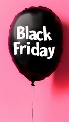 Aufkleber - Black balloon with the text black friday floating on a pink background, perfect for advertising the popular shopping event
