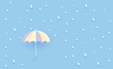 Wall Mural - rain drops with umbrella, clouds and strom , rainy days