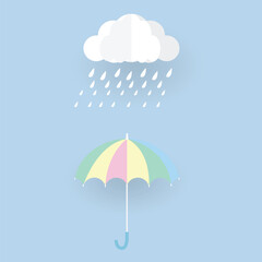 Wall Mural - rain drops with umbrella, clouds and strom , rainy days