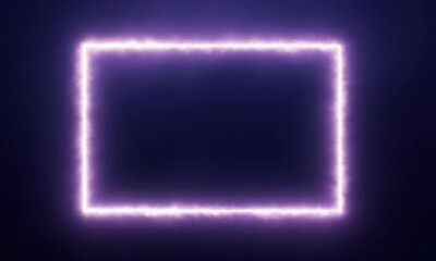 Poster - Bright purple neon rectangle frame on dark background.