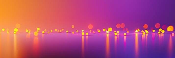 Poster - A blend of warm orange and purple hues creates a beautiful backdrop with sparkling bokeh lights reflecting off a glossy surface, capturing the essence of an enchanting twilight