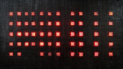 Leinwandbilder - Red lights form a grid pattern against a dark background, creating a visually striking display that suggests a digital ambiance, reminiscent of a technological environment