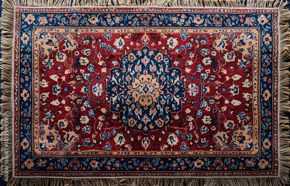 Persian carpet with red and blue floral patterns Stock Photo | Adobe Stock