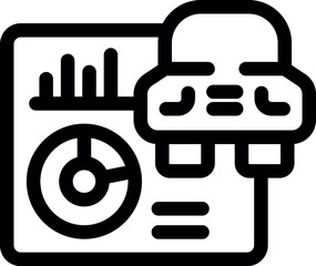 Poster - Bold outline icon representing a car dealership using data visualization tools to analyze sales trends and market performance