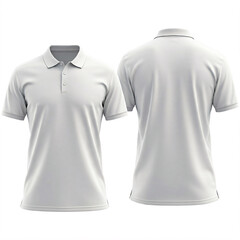 blank white polo shirt mockup front and back view isolated on white background