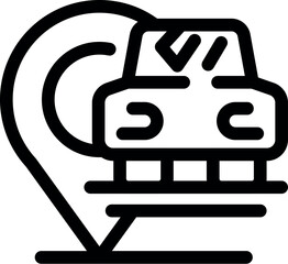 Poster - this simple icon design represents a car shown on a map, which is a common feature in car sharing ap