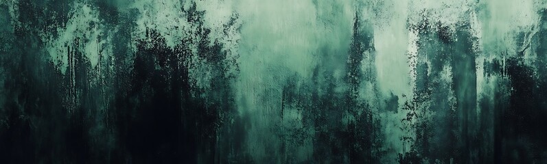Aufkleber - A dark, atmospheric abstract artwork featuring shades of green and hints of texture, evoking a serene nature-inspired scene.