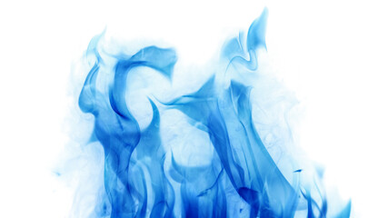 Wall Mural - blue hot flame in smoke isolated on white