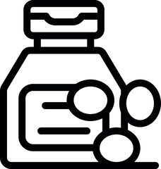 Poster - This simple vector illustration of a medicine bottle with pills represents healthcare and pharmaceuticals