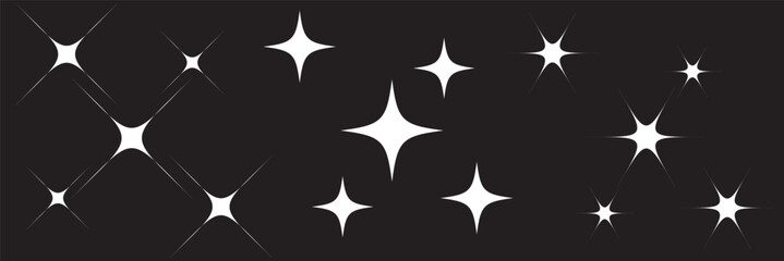 Wall Mural - Shine and sparkle stars icon on light background. Clean symbol. Bright, star, lightning, astronomy, glowing light, twinkle effect. Outline, flat and colored style. Flat design. Vector illustration.