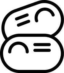 Poster - Simple line icon depicting a pair of wireless earbuds, emphasizing their compact and modern design
