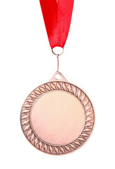 Poster - One bronze medal with ribbon isolated on white