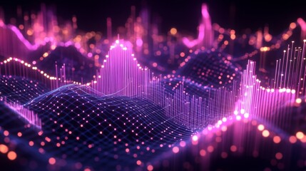 Poster - abstract colorful digital wave with light effects