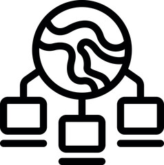 Poster - Simple vector icon representing the concept of globalization with three computers connected to the earth