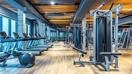 High-tech gym equipment in a sleek, modern fitness center.