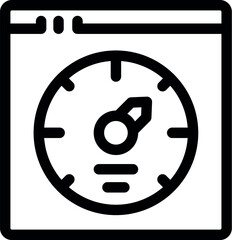 Poster - Simple icon depicting a website loading speed test with a speedometer gauge indicating fast performance