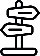 Poster - Simple black and white line drawing of a signpost standing on a base pointing left and right