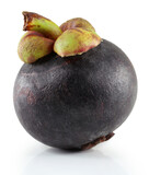 single mangosteen on white background