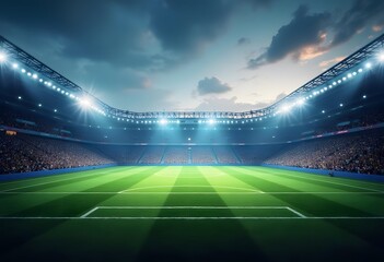 Wall Mural - Professional soccer field stadium background
