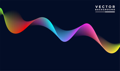 Aufkleber - Wave lines with red, pink, blue, purple, yellow, green. Abstract vector illustration isolated on black background. Design elements for technology, science, music or modern concepts.