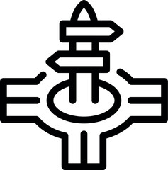 Poster - Simple icon of a road intersection with directional arrows, symbolizing choices and decision making