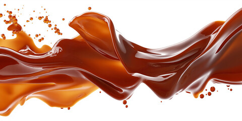 Leinwandbilder - Splash of refreshing brown liquid flowing on white background