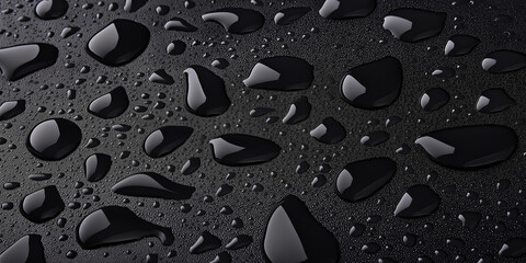 Poster - Water droplets forming abstract shapes on a textured surface