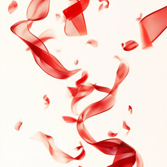 Poster - Curled red ribbons are scattered throughout image, creating festive and joyful atmosphere. flowing ribbons evoke sense of celebration and elegance