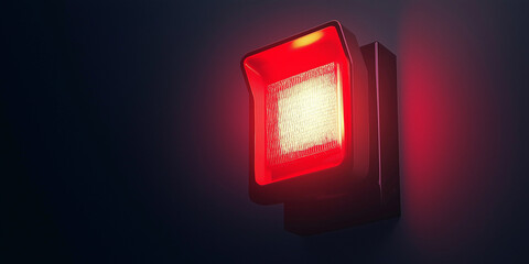 Poster - Red security light shining on dark background