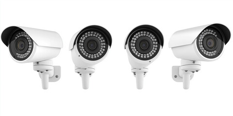 Poster - Four white security cameras pointing in different directions