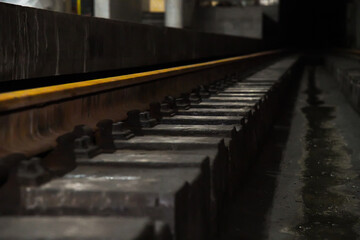 Wall Mural - Railway underground tunnel which install running and conductor rail.