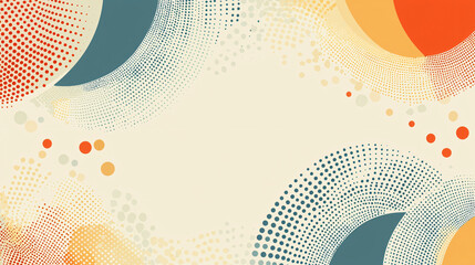 Poster - Vibrant abstract design featuring multiple circles and dots in warm colors like orange and teal, creating dynamic and energetic composition