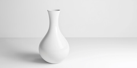 Poster - Modern white vase standing on white surface with white background