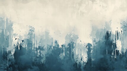 Aufkleber - A serene, abstract painting featuring soft blue and grey hues, with texture and brushstrokes creating a misty, atmospheric effect.