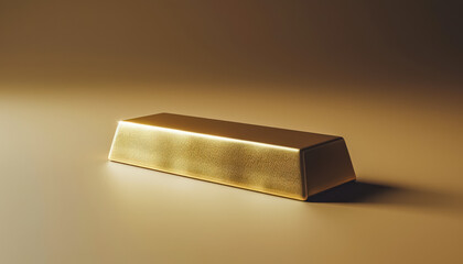 Wall Mural - gold bar sits on a table. the gold is shiny and has a warm, inviting glow