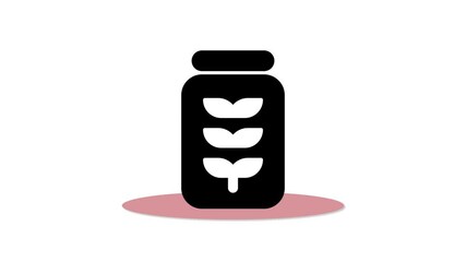 Poster - Plate wheat icon, black and white jar flat design animation.