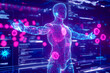 © Ricardo MzF .com  - Holographic view of a human body for cancer cell diagnosis in modern clinical research hospital for cancer cells in oncology. AI