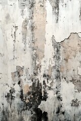 Aufkleber - A textured wall with peeling paint and visible wear, showcasing a mix of gray, white, and black patterns, suggesting age and neglect.