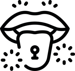 Poster - Open mouth showing tongue piercing with a lock icon on it symbolizing the concept of keeping your mouth shut