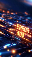 Poster - Digital Representation of an ERROR 404 Message in a Futuristic Technology Backdrop