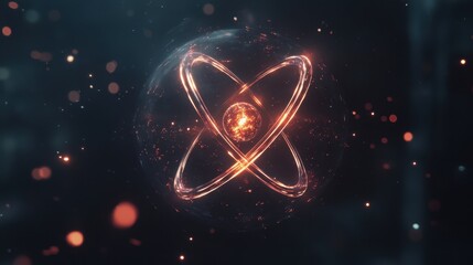 Poster - 3D Representation of Atom with Nucleus and Electrons