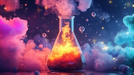 Poster - Colorful Chemical Reaction in a Laboratory Beaker