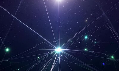 Aufkleber - Bright central star connects stars in mesmerizing cosmic web.