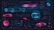 © Sahraya - Create a HUD-style illustration showcasing a 3D hologram of a crossover car, featuring an X-ray view for detailed automotive diagnostics.